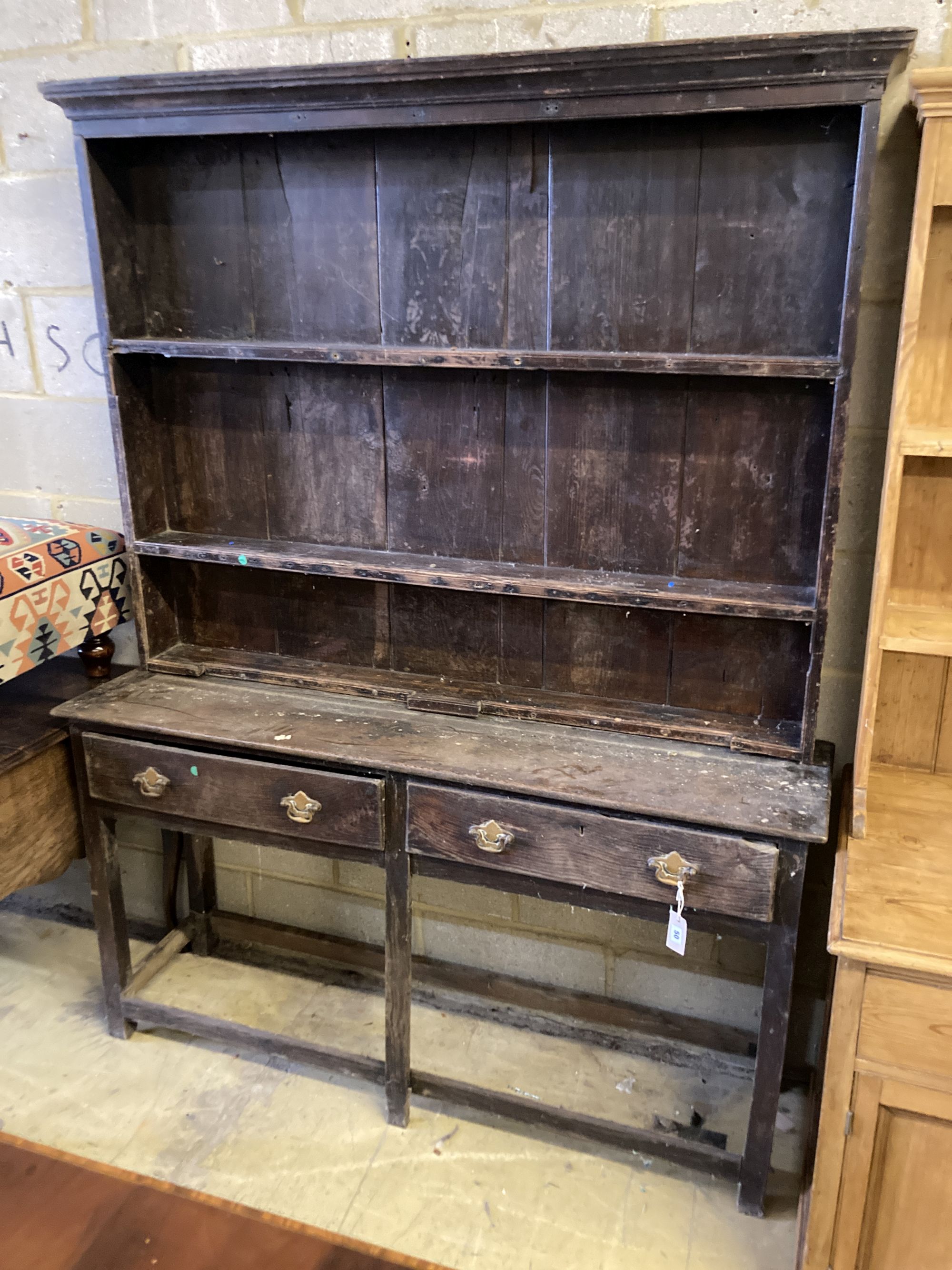 A Welsh oak dresser, width 148cm, depth 39cm, height 196cm